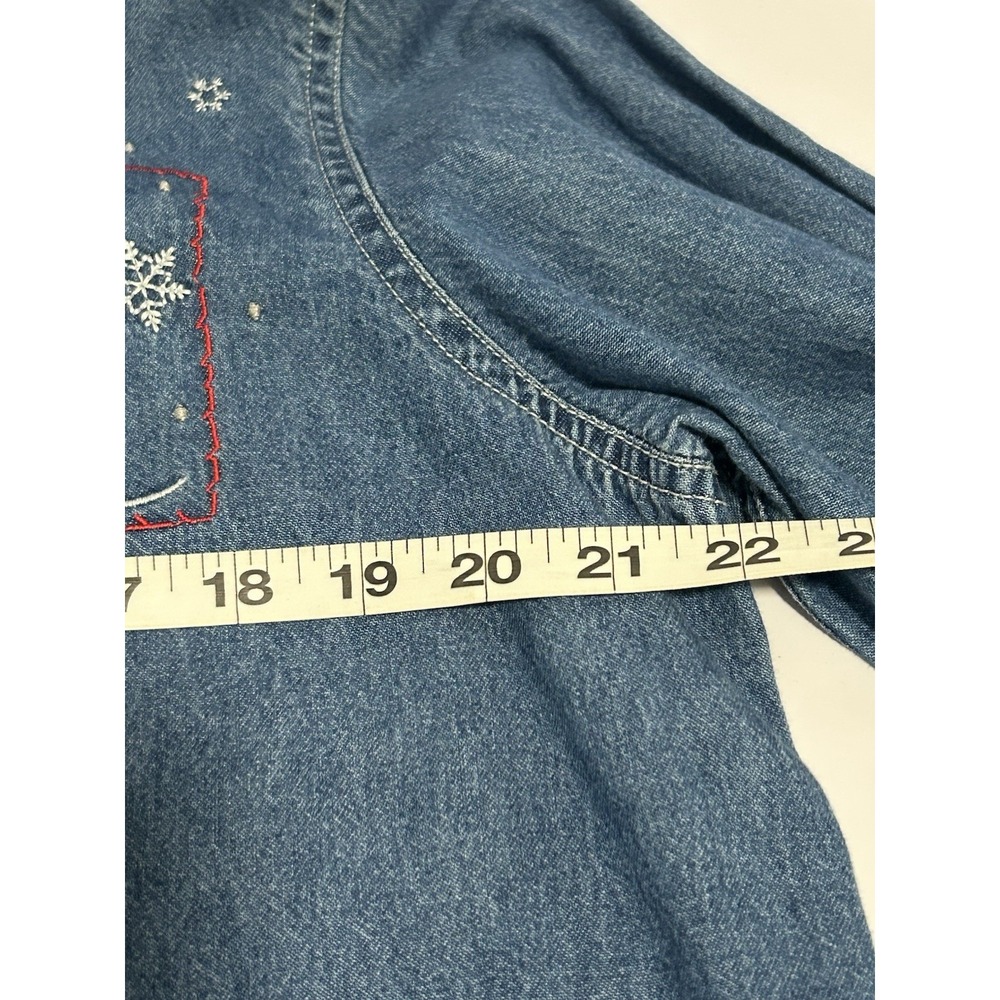 Basic Editions Blue Denim Button Down Shirt with … - image 8